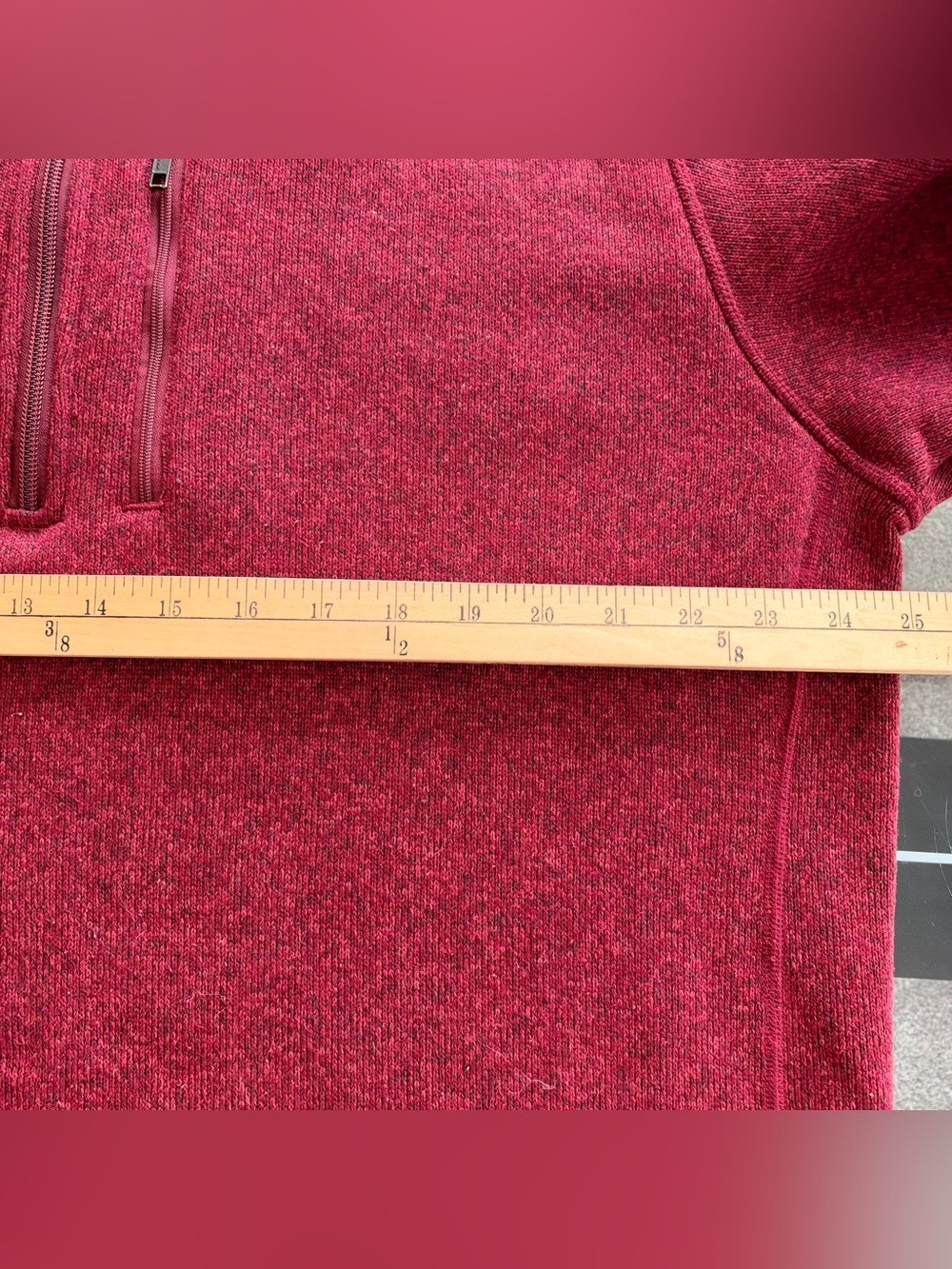 Patagonia Mens XL Better Sweater 1/4 Zip Fleece Pullover Jacket Red Heather Hike - Picture 5 of 7
